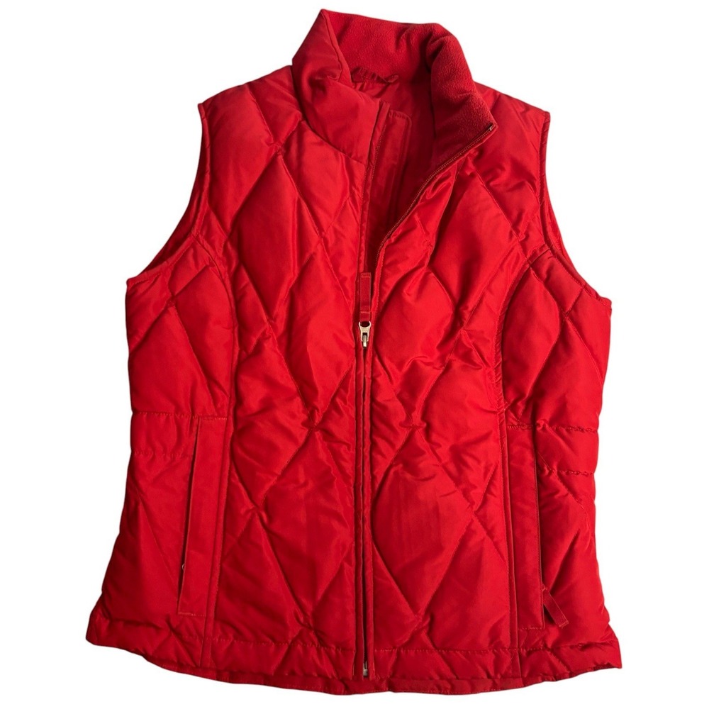 Eddie Bauer Vest Womens Extra‎ Small Red Puffer Goose Down Winter Outdoor